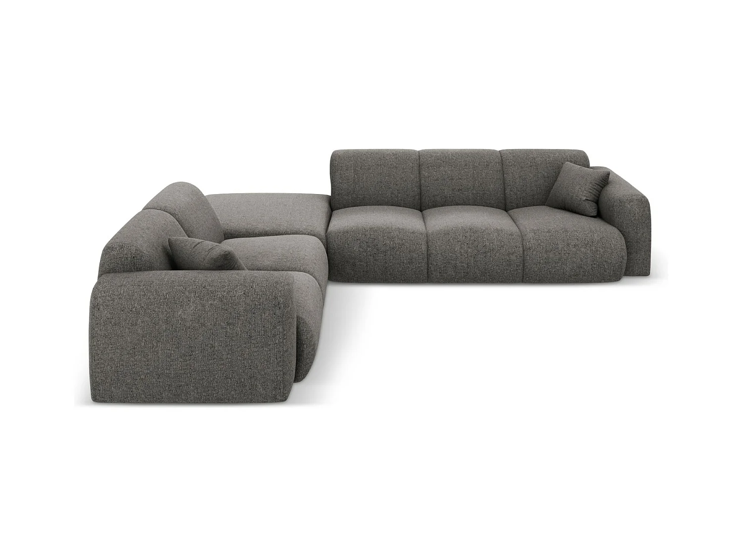 Cosmopolitan Design - Canapé d'angle gauche "Nolio" 4 places en chenille gris - 315x250x72cm