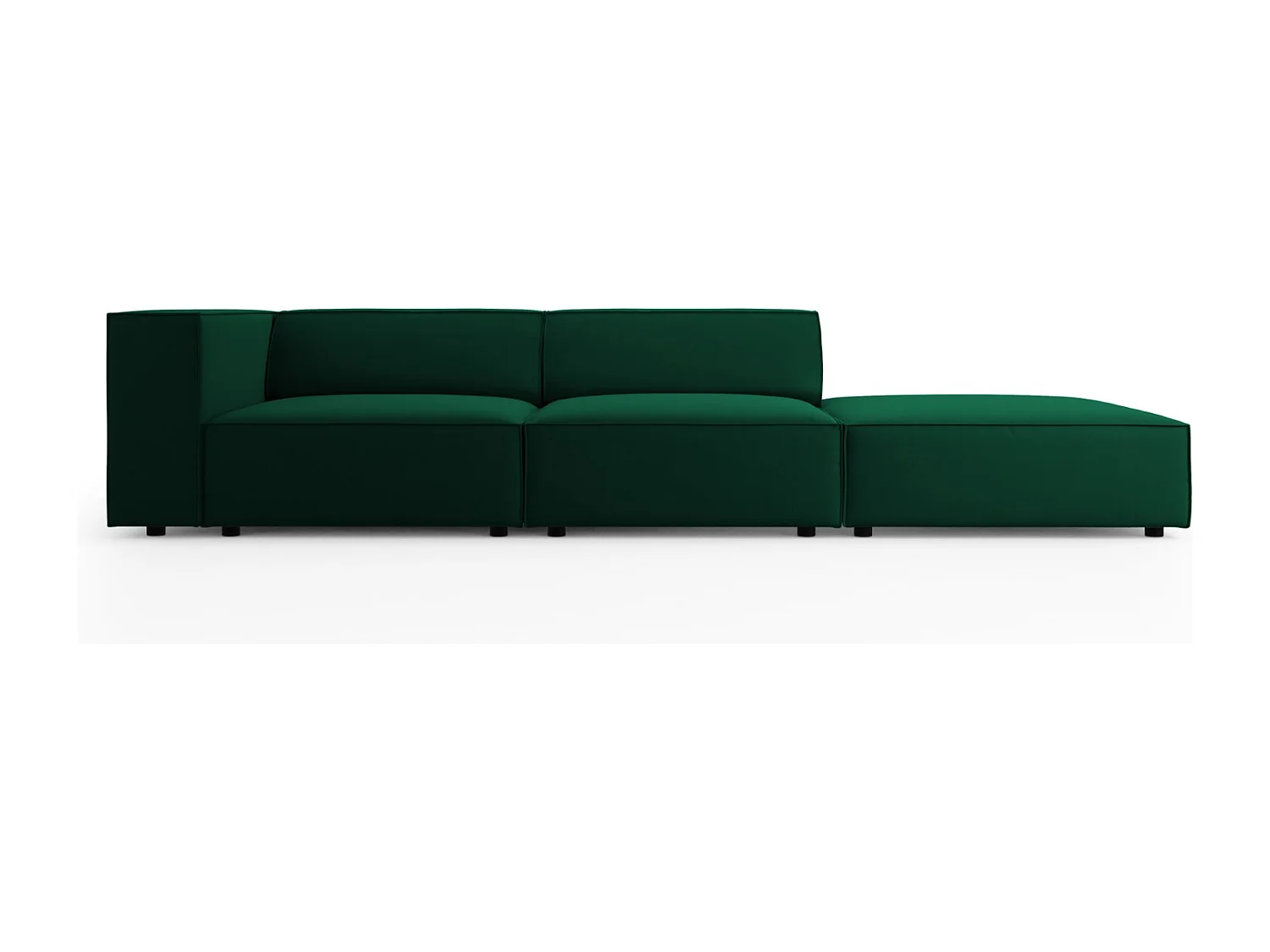 Cosmopolitan Design - 4-Sitzer rechtes Sofa "Arendal" aus Samt flaschengrün - 262x102x70cm