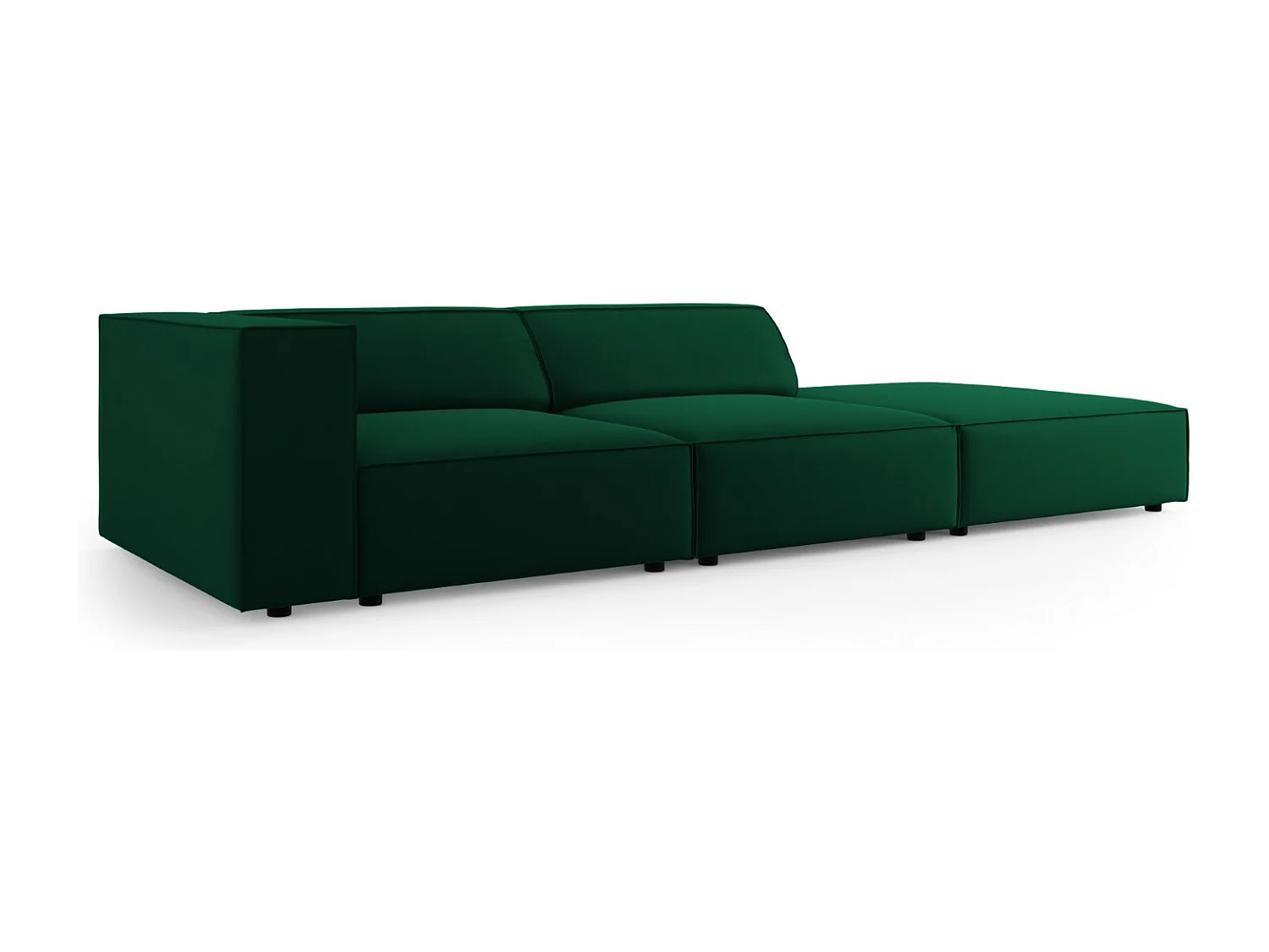 Cosmopolitan Design - 4-Sitzer rechtes Sofa "Arendal" aus Samt flaschengrün - 262x102x70cm