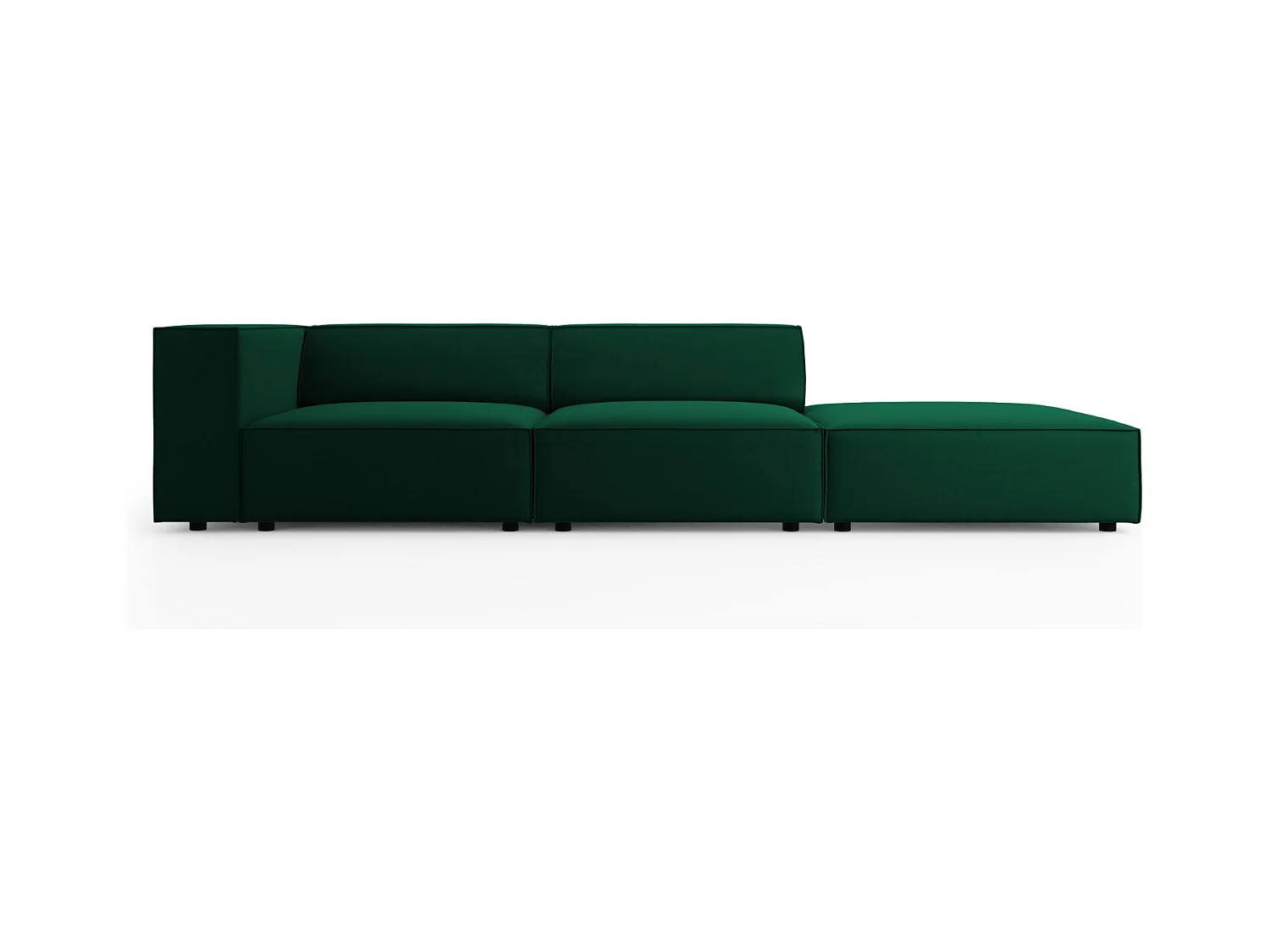 Cosmopolitan Design - Rechte bank "Arendal" 4 zitplaatsen, Flueel, Flessengroen - 262x102x70cm