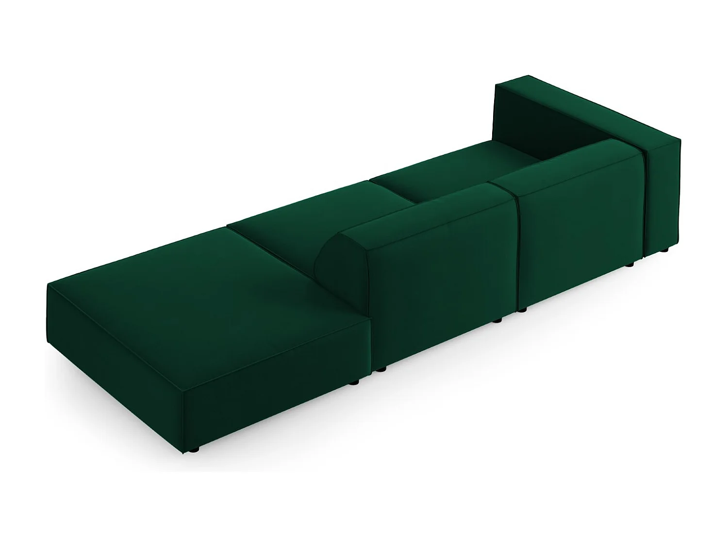 Cosmopolitan Design - Sofá direito "Arendal" 4 lugares em veludo verde garrafa - 262x102x70cm