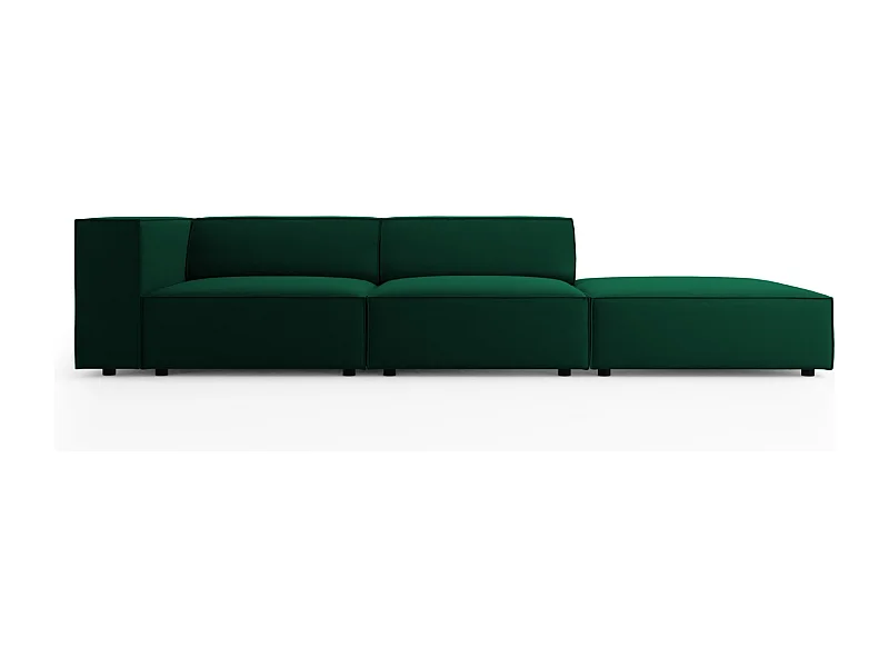 Cosmopolitan Design - Sofá direito "Arendal" 4 lugares em veludo verde garrafa - 262x102x70cm