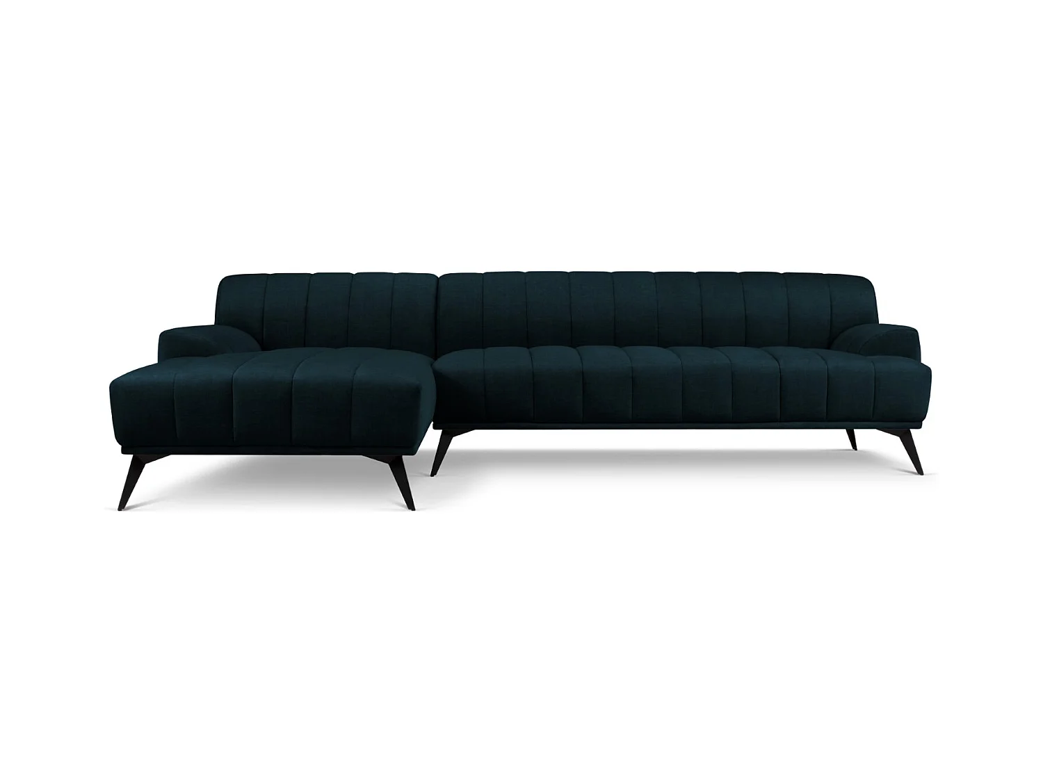 CXL by Christian Lacroix - Canapé d'angle gauche "Rita" 5 places en velours pétrole profond - 289x185x77cm