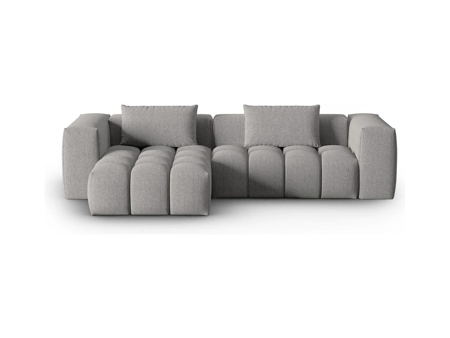 CXL by Christian Lacroix - Canapé d'angle gauche modulable "Lorella" 3 places en tissu structurel beige foncé - 260x145x70cm