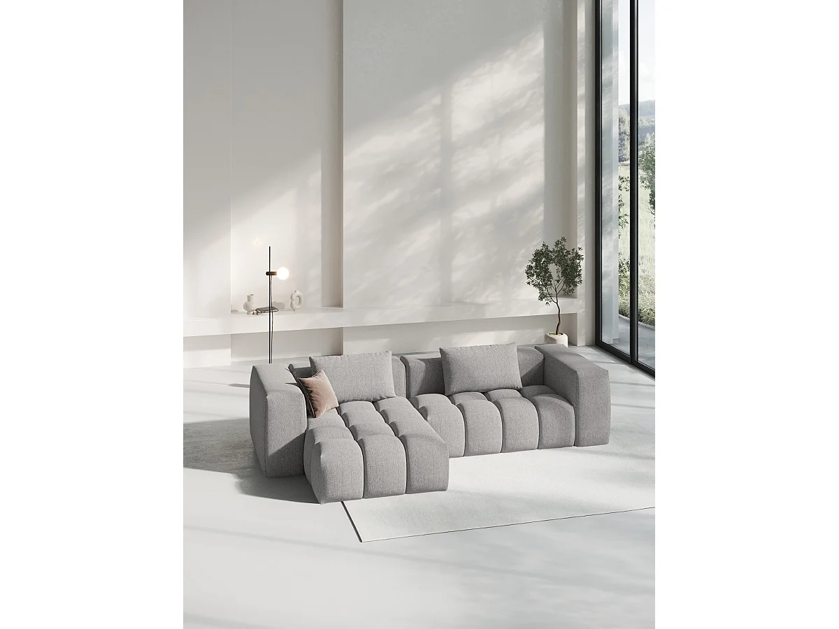 CXL by Christian Lacroix - Sofá modular de canto esquerdo "Lorella" 3 lugares em tecido estrutural bege escuro - 260x145x70cm