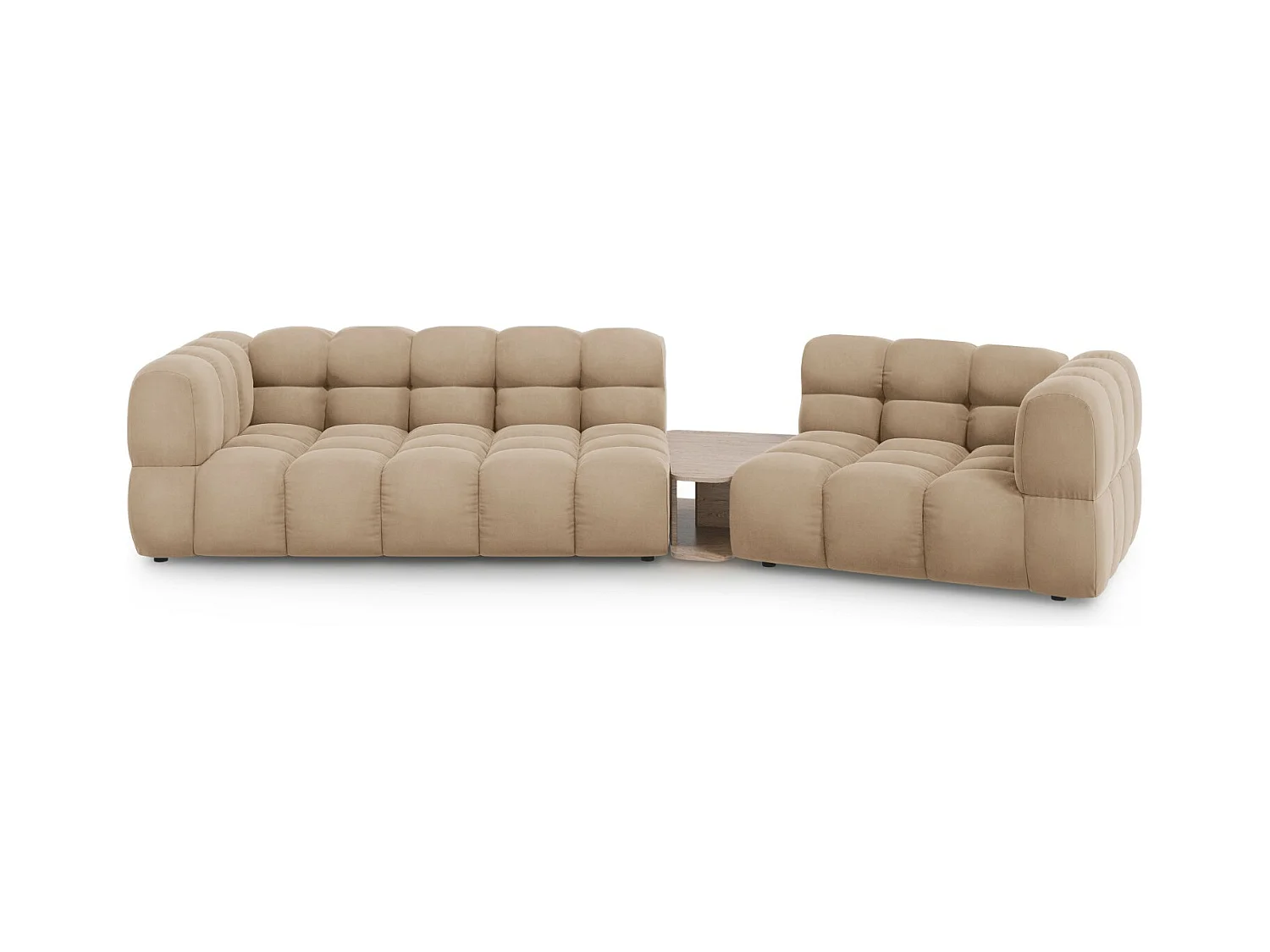 Cosmopolitan Design - Canapé modulable droit "Sky" 3 places en velours le sable - 353x148x75cm