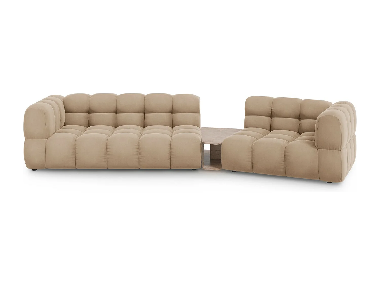 Cosmopolitan Design - Canapé modulable droit "Sky" 3 places en velours le sable - 353x148x75cm