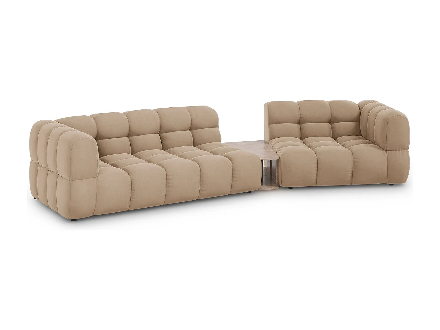 Cosmopolitan Design - Canapé modulable droit "Sky" 3 places en velours le sable - 353x148x75cm