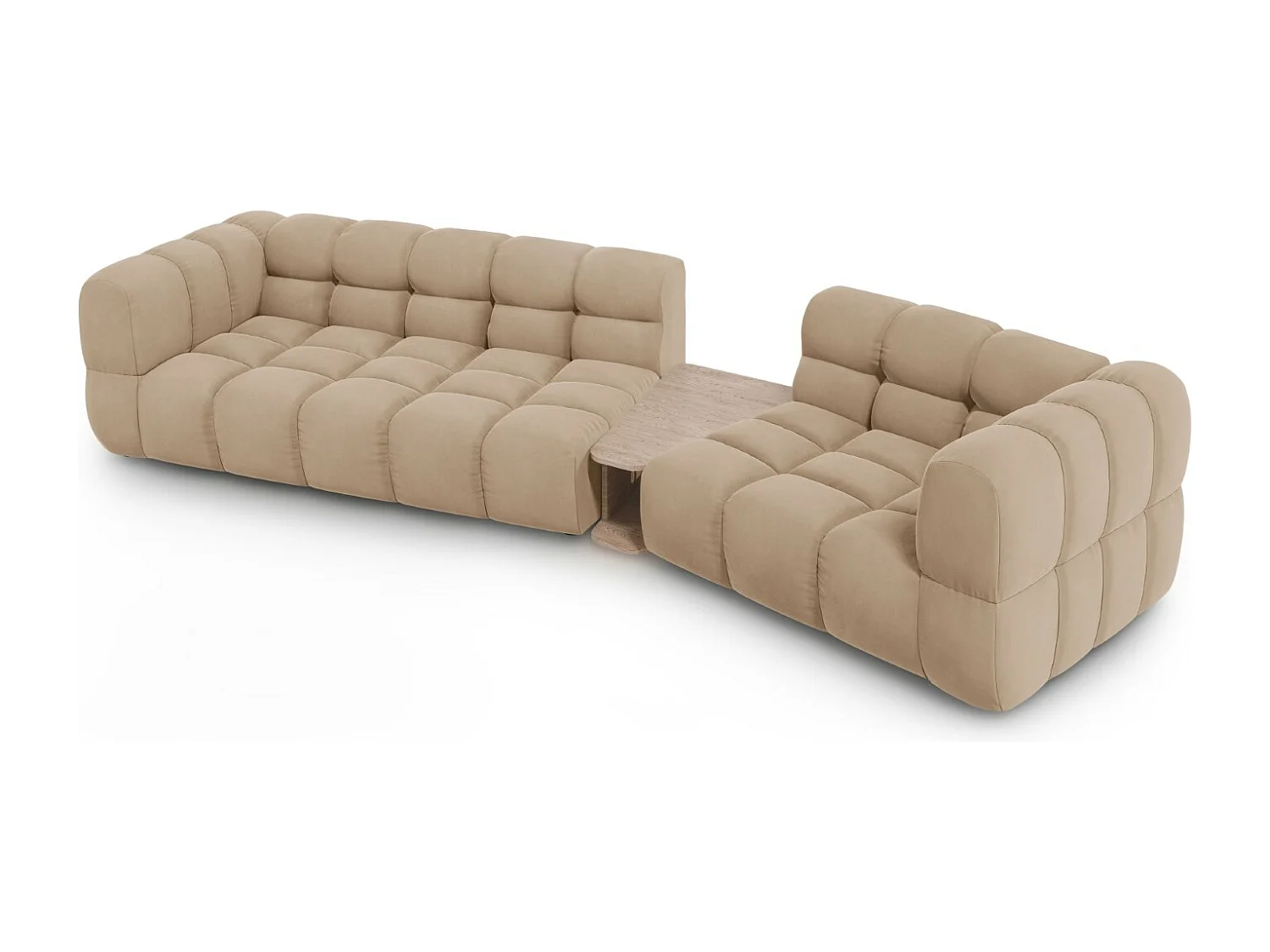 Cosmopolitan Design - Canapé modulable droit "Sky" 3 places en velours le sable - 353x148x75cm