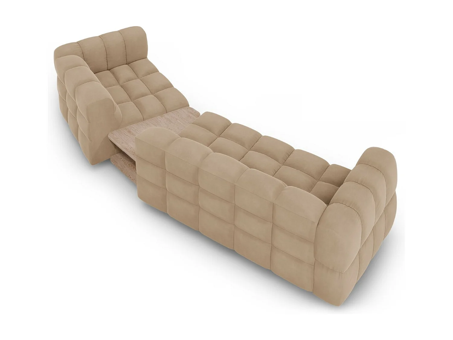 Cosmopolitan Design - Canapé modulable droit "Sky" 3 places en velours le sable - 353x148x75cm