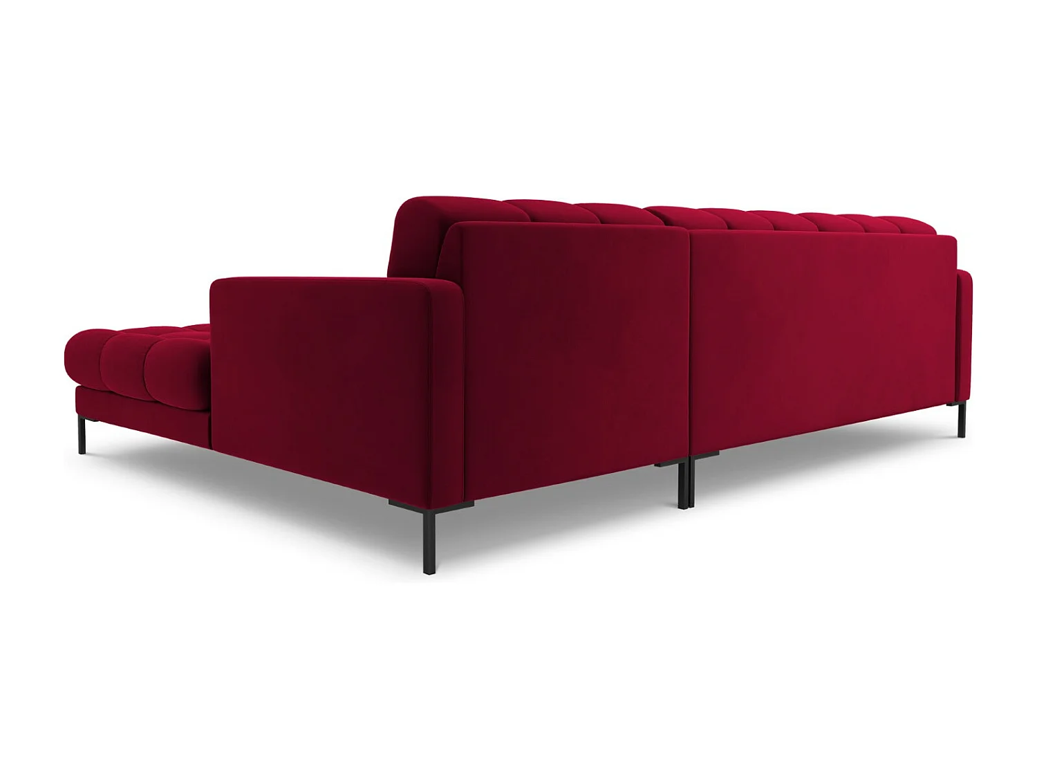 Cosmopolitan Design - 5-Sitzer Ecksofa rechts "Bali" aus Samt rot - 293x185x75cm