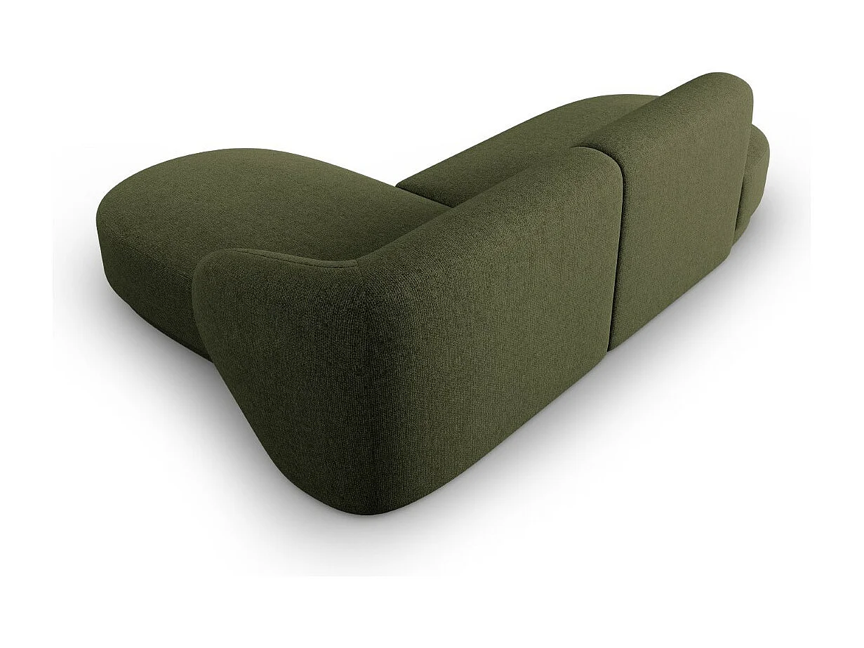 CXL by Christian Lacroix - Canapé d'angle droit modulable "Lionel" 4 places en chenille vert chiné - 233x155x74cm