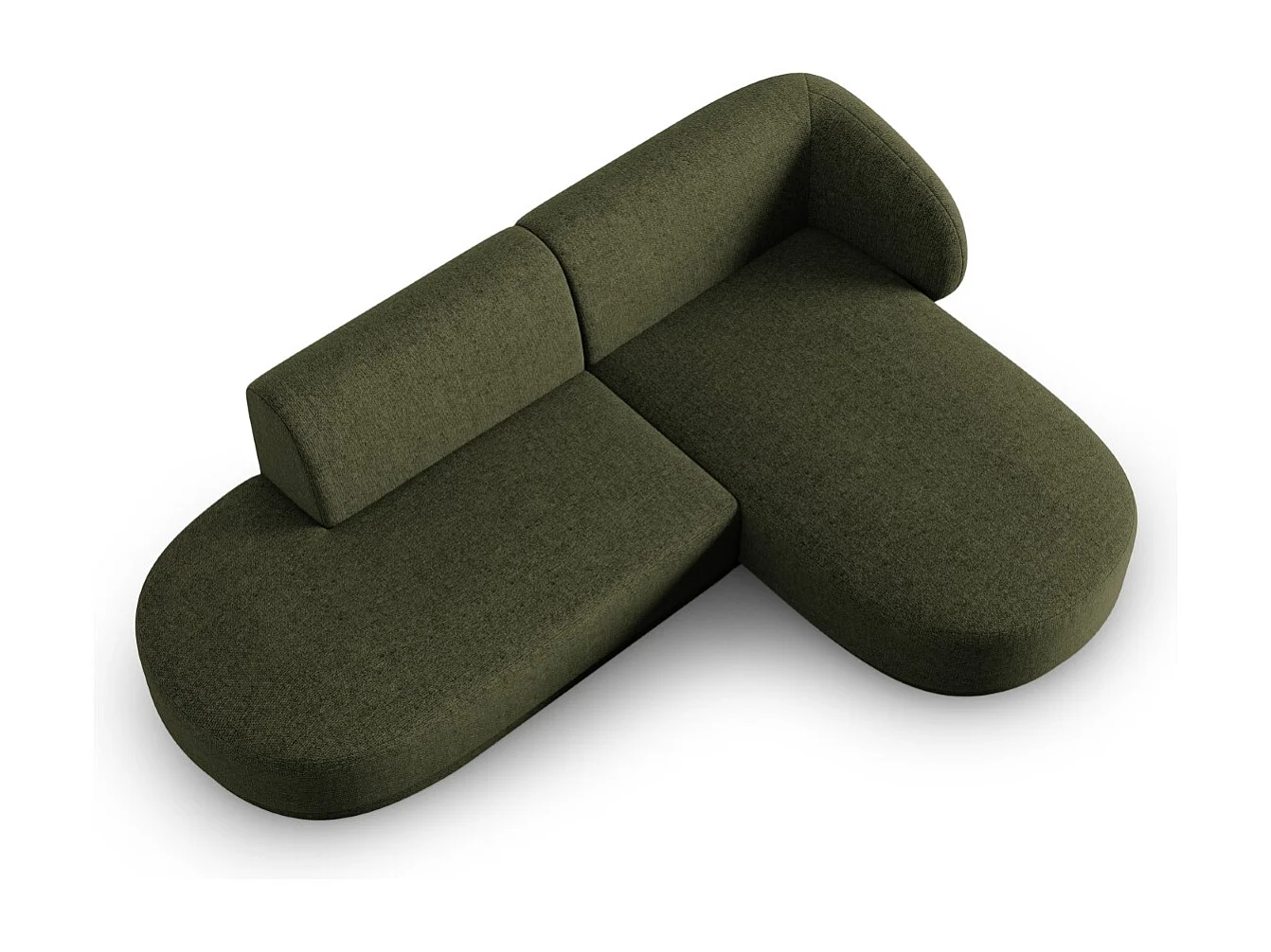 CXL by Christian Lacroix - Canapé d'angle droit modulable "Lionel" 4 places en chenille vert chiné - 233x155x74cm