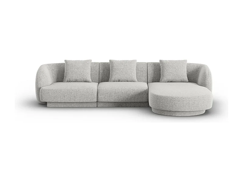 Cosmopolitan Design - 4-Sitzer Ecksofa rechts "Tulum" aus Chenille-Stoff hellgrau - 255x156x70cm