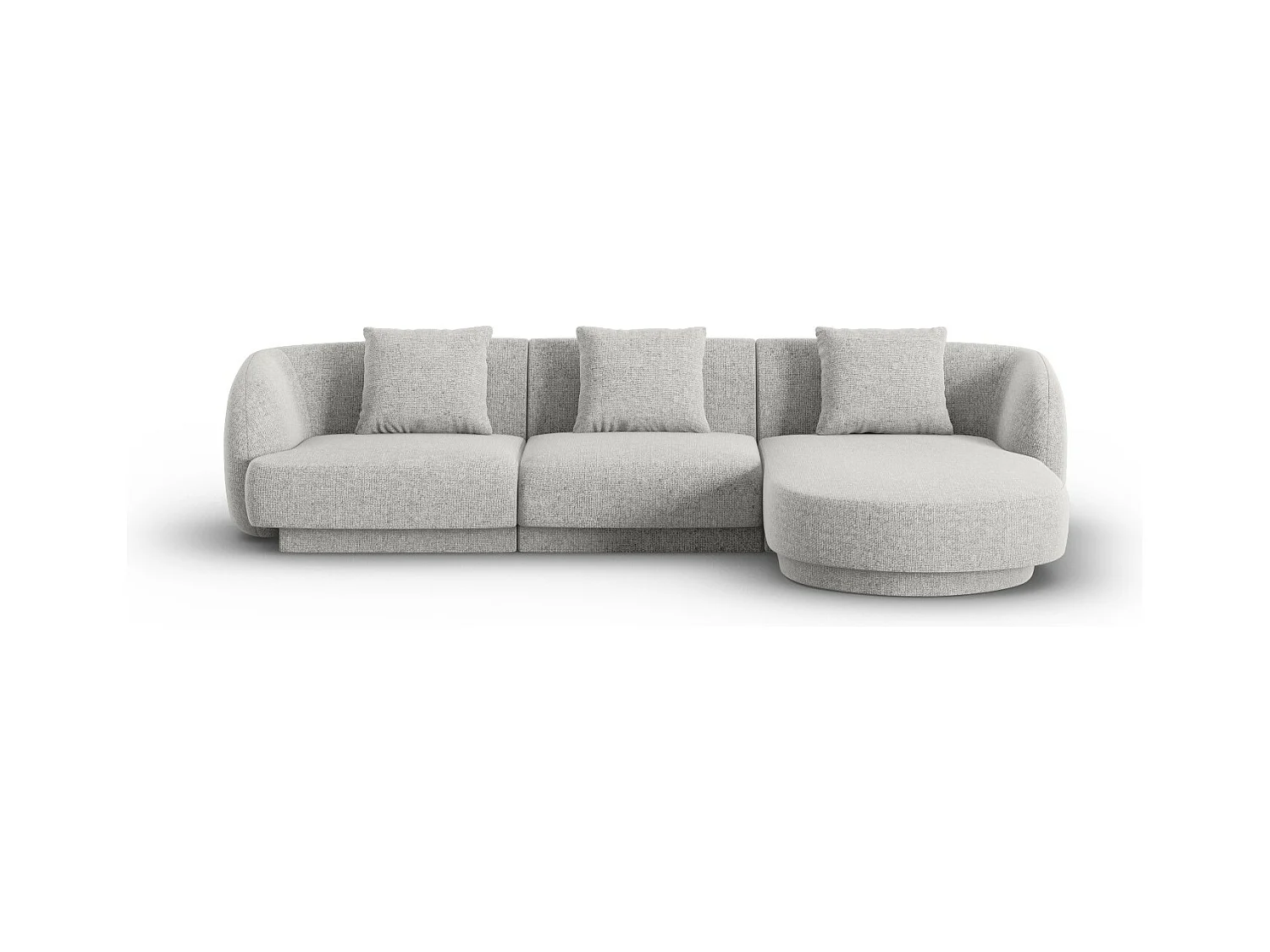 Cosmopolitan Design - Canapé d'angle droit "Tulum" 4 places en chenille gris clair - 255x156x70cm