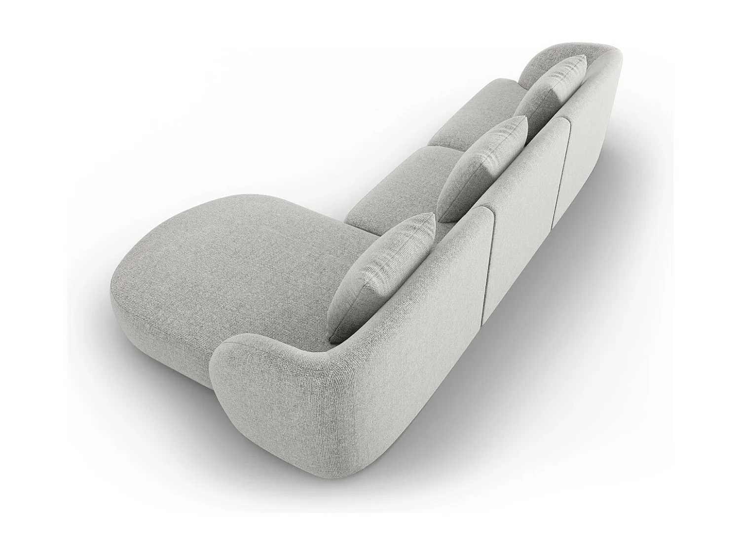 Cosmopolitan Design - Canapé d'angle droit "Tulum" 4 places en chenille gris clair - 255x156x70cm