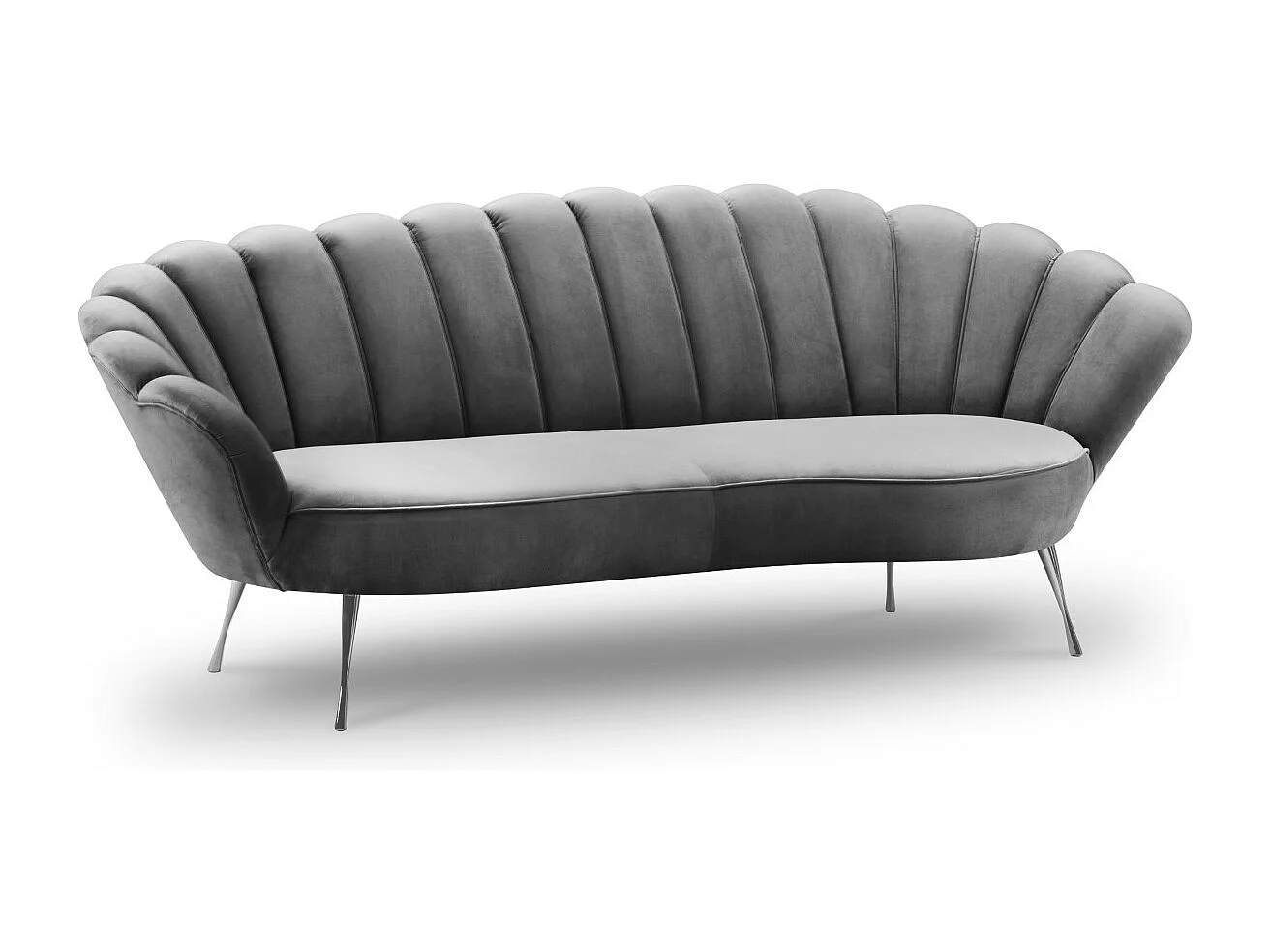 Cosmopolitan Design - 3-Sitzer Sofa "Kingston" aus Samt hellgrau - 224x95x85cm