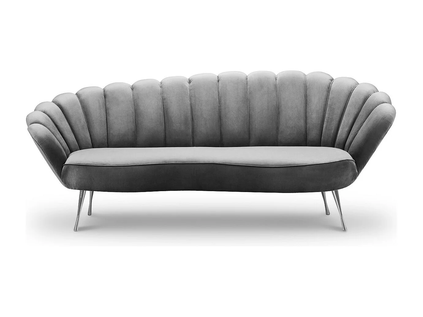 Cosmopolitan Design - 3-Sitzer Sofa "Kingston" aus Samt hellgrau - 224x95x85cm
