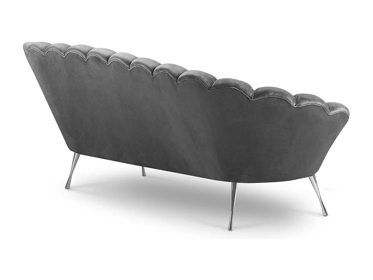 Cosmopolitan Design - 3-Sitzer Sofa "Kingston" aus Samt hellgrau - 224x95x85cm