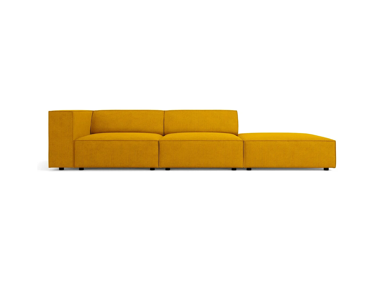 Cosmopolitan Design - Canapé droit "Arendal" 4 places en chenille avec un effet côtelé moutarde - 262x102x70cm