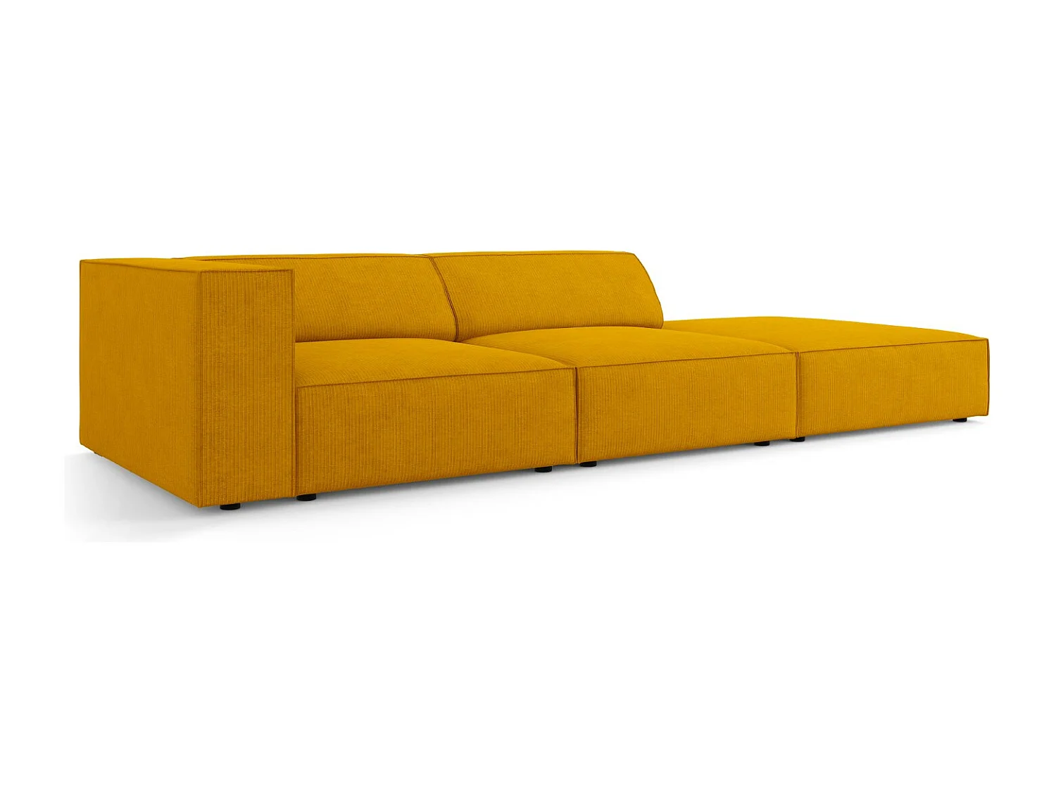 Cosmopolitan Design - Canapé droit "Arendal" 4 places en chenille avec un effet côtelé moutarde - 262x102x70cm