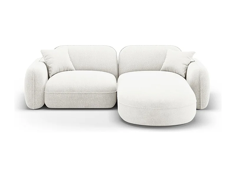 CXL by Christian Lacroix - Canapé d'angle droit modulable "Lucien" 3 places en velours ivoire - 230x165x70cm