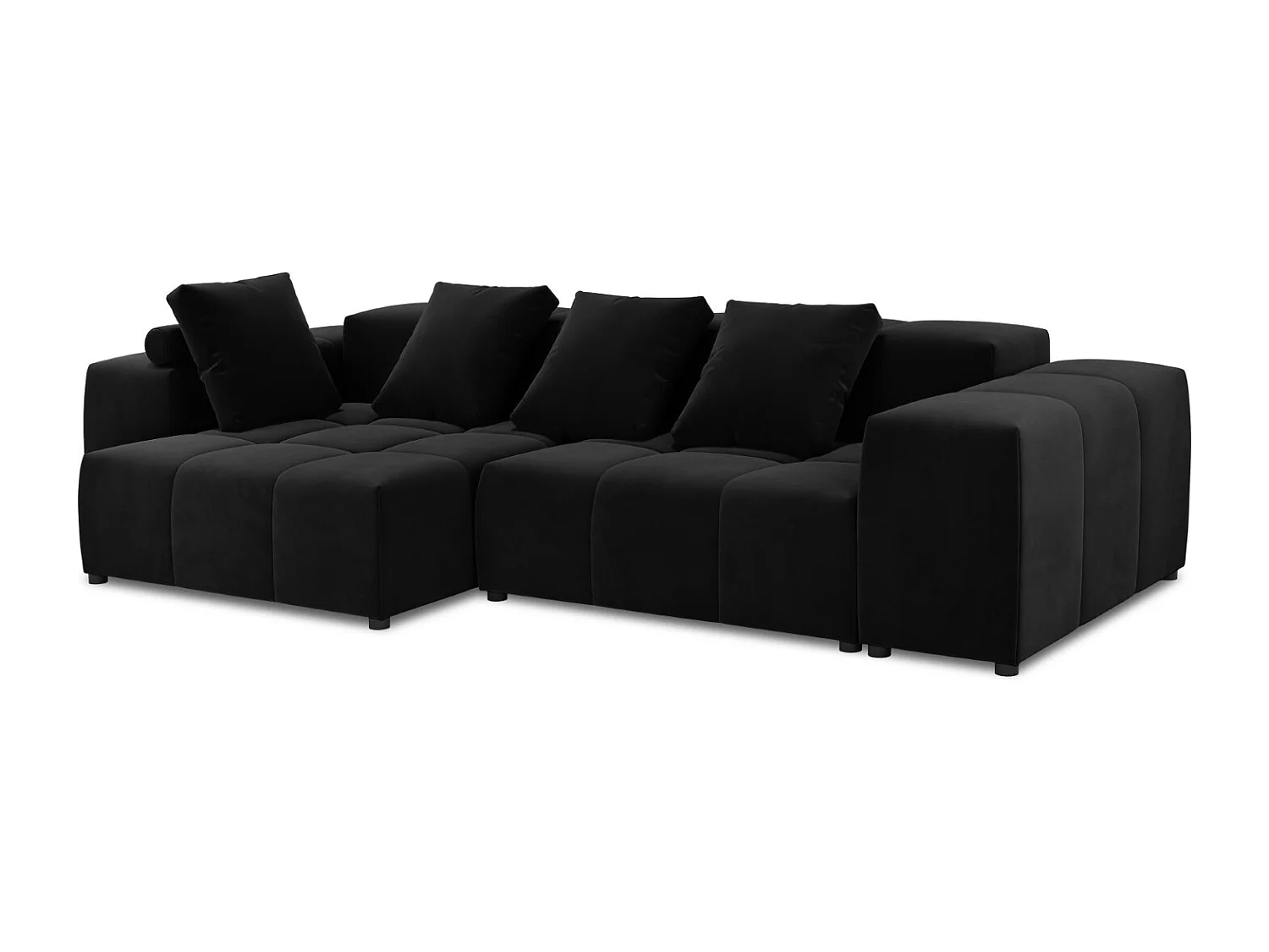 Cosmopolitan Design - Symmetrische modulaire hoekbank "Rome" 4 zitplaatsen, Flueel, Zwart - 320x160x75cm