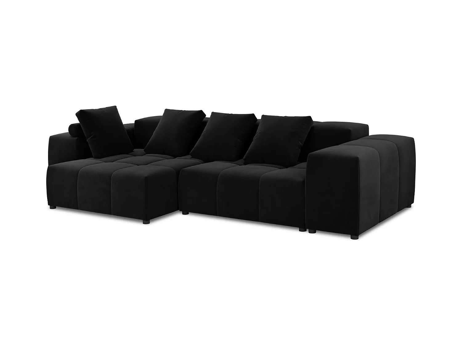 Cosmopolitan Design - Canapé d'angle symétrique modulable "Rome" 4 places en velours noir - 320x160x75cm