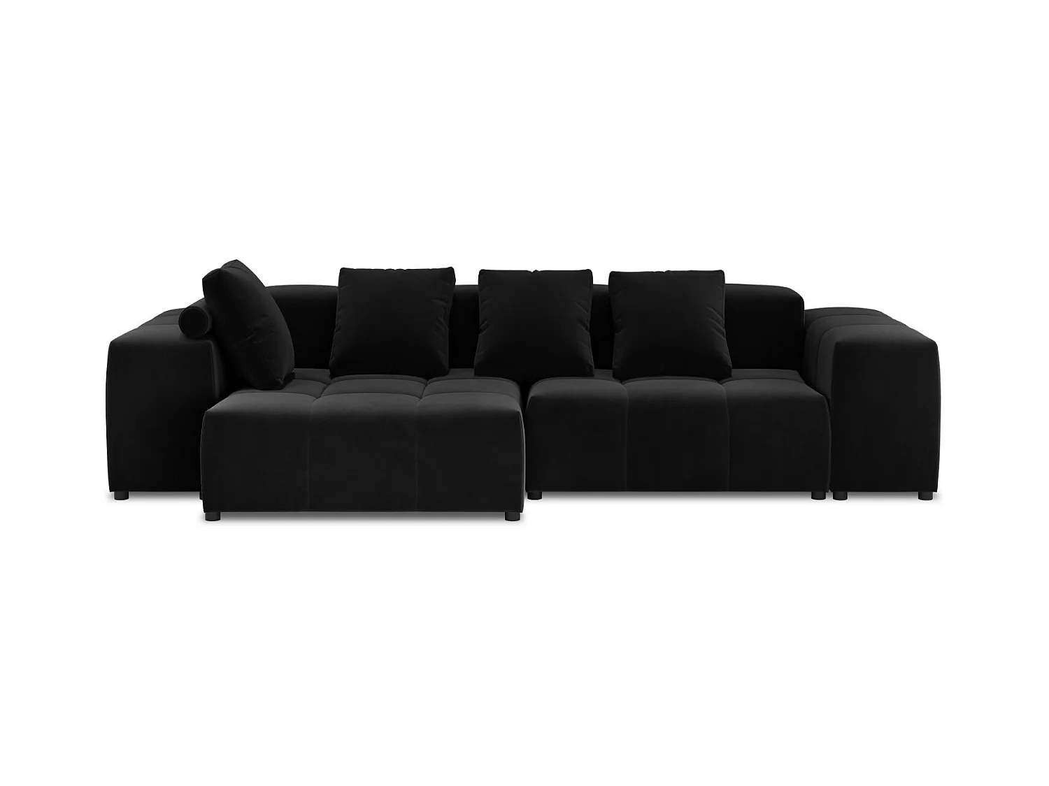 Cosmopolitan Design - Canapé d'angle symétrique modulable "Rome" 4 places en velours noir - 320x160x75cm