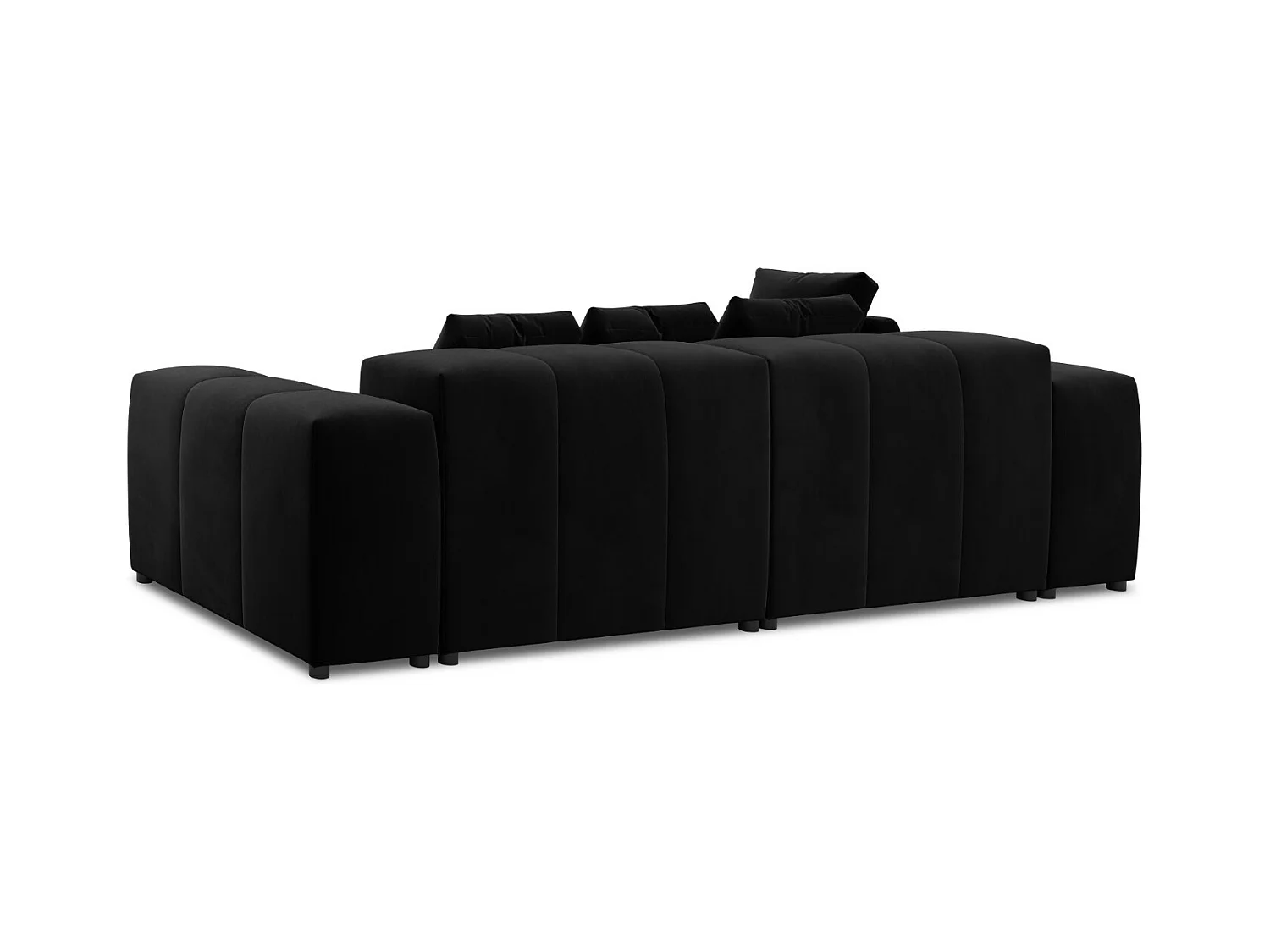 Cosmopolitan Design - Canapé d'angle symétrique modulable "Rome" 4 places en velours noir - 320x160x75cm