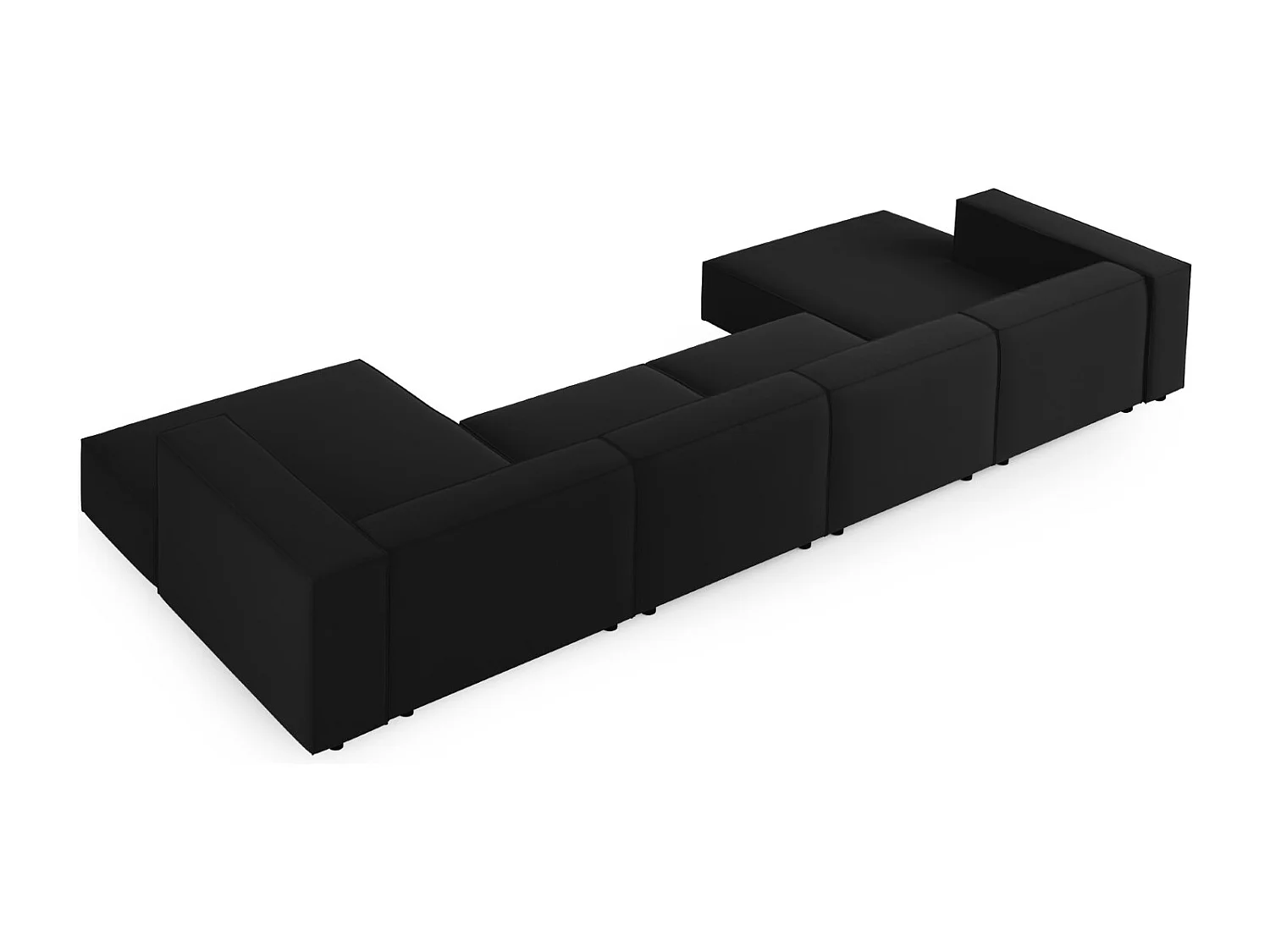 Cosmopolitan Design - Canapé panoramique "Arendal" 6 places en velours noir - 364x166x70cm