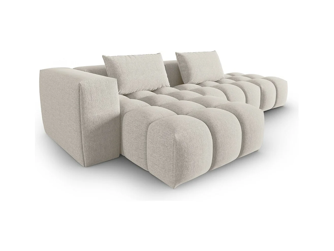 CXL by Christian Lacroix - Canapé d'angle gauche modulable "Lorella" 4 places en tissu structurel beige - 265x145x70cm