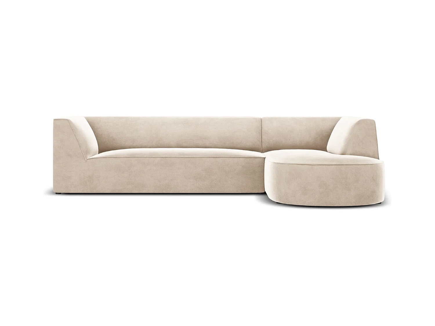 CXL by Christian Lacroix - Rechter hoekbank "Charles" 4 zitplaatsen, Flueel, Lichtbeige - 273x180x69cm