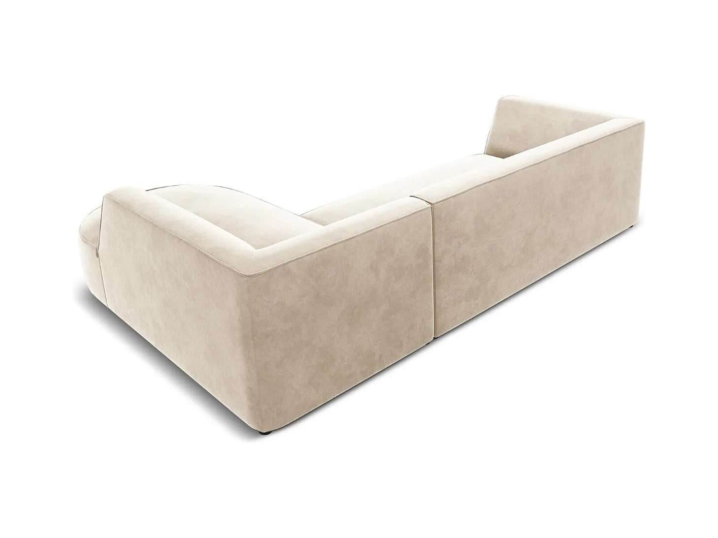 CXL by Christian Lacroix - Canapé d'angle droit "Charles" 4 places en velours beige clair - 273x180x69cm