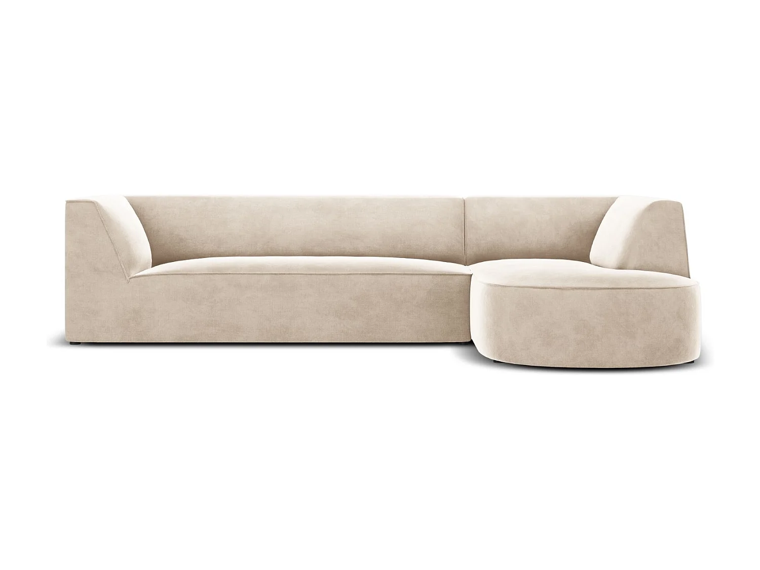 CXL by Christian Lacroix - Sofá de canto direito "Charles" 4 lugares em veludo bege claro - 273x180x69cm