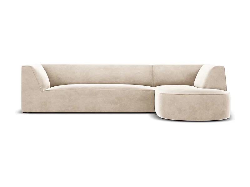 CXL by Christian Lacroix - Canapé d'angle droit "Charles" 4 places en velours beige clair - 273x180x69cm
