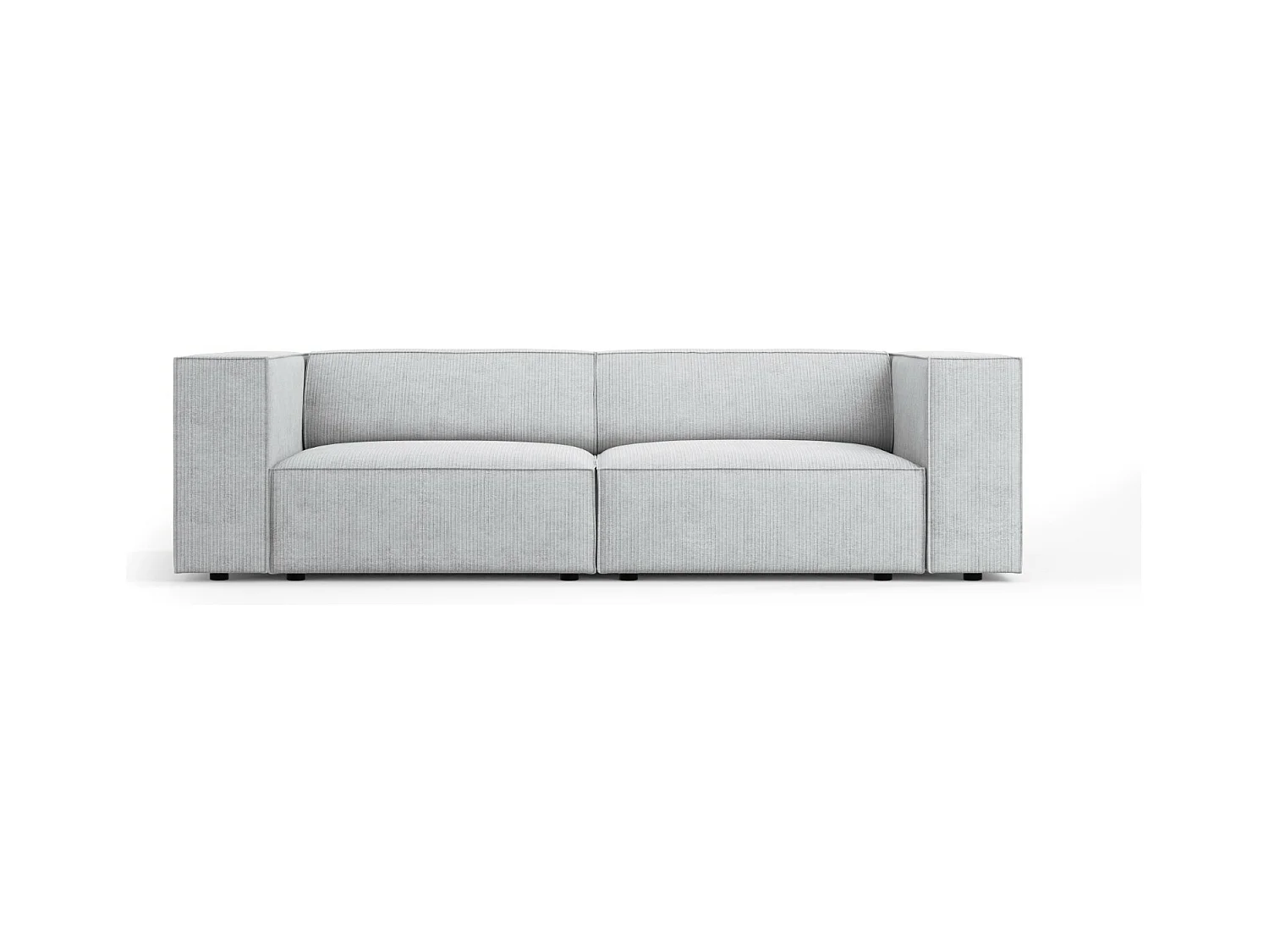 Cosmopolitan Design - Bank "Arendal" 3 zitplaatsen, Chenille met ribbeleffect, Lichtgrijs - 204x102x70cm