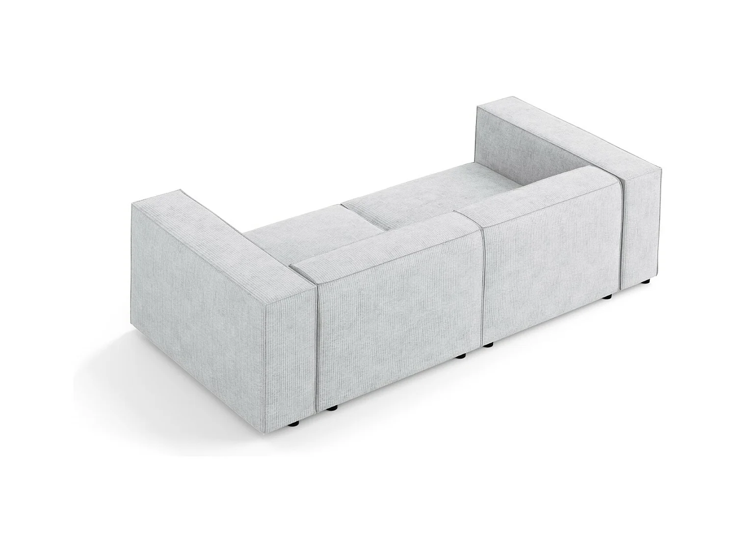 Cosmopolitan Design - Canapé "Arendal" 3 places en chenille avec un effet côtelé gris clair - 204x102x70cm