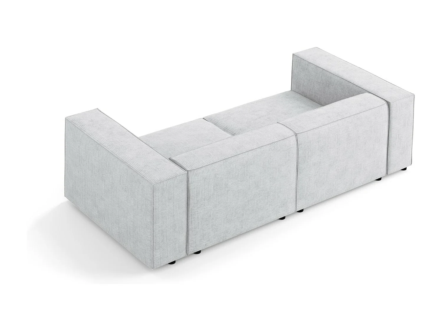 Cosmopolitan Design - Sofá "Arendal" 3 lugares em tecido chenille com efeito canelado cinza claro - 204x102x70cm