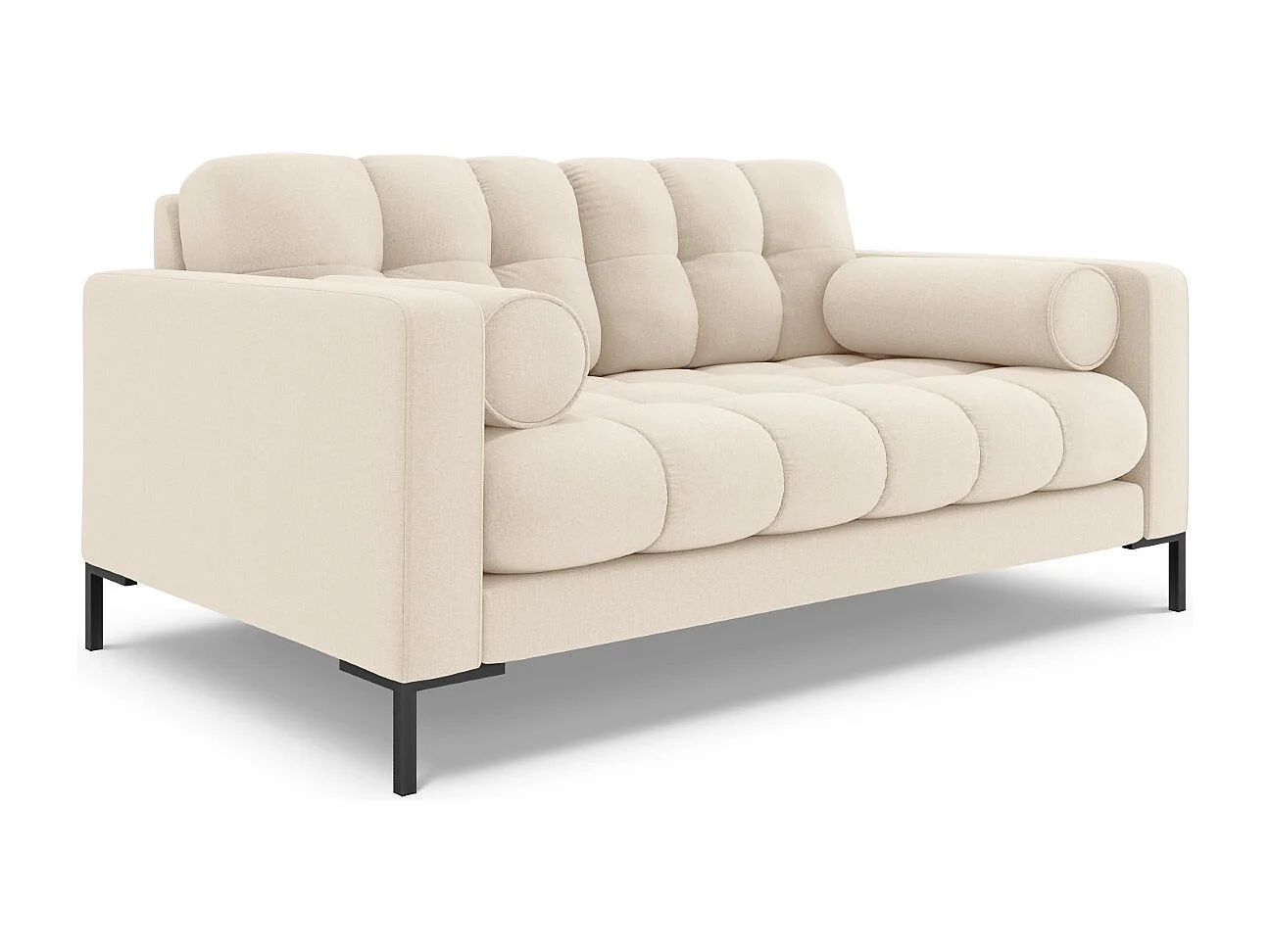 Cosmopolitan Design - Canapé "Bali" 2 places en tissu structurel beige clair - 152x92x75cm