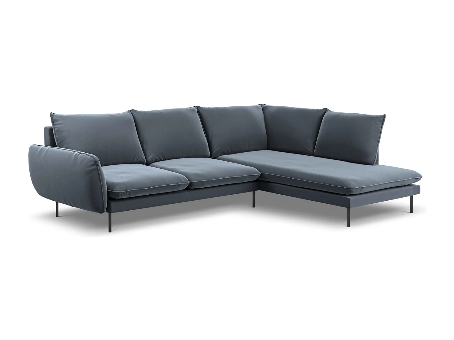 Cosmopolitan Design - Narożnik prawy, "Vienna" 6 miejsc welur, niebieski szary - 275x185x95cm