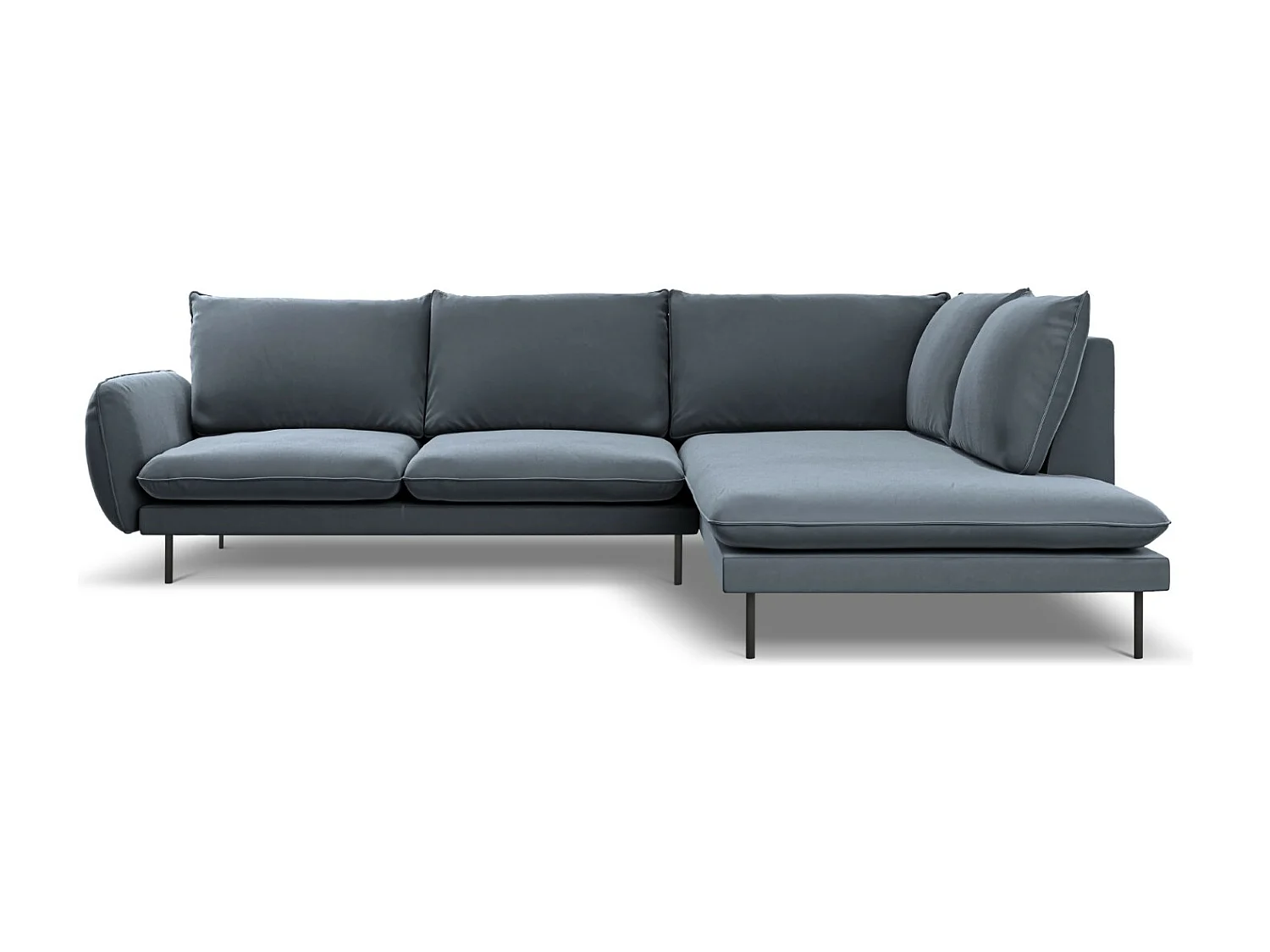 Cosmopolitan Design - Narożnik prawy, "Vienna" 6 miejsc welur, niebieski szary - 275x185x95cm