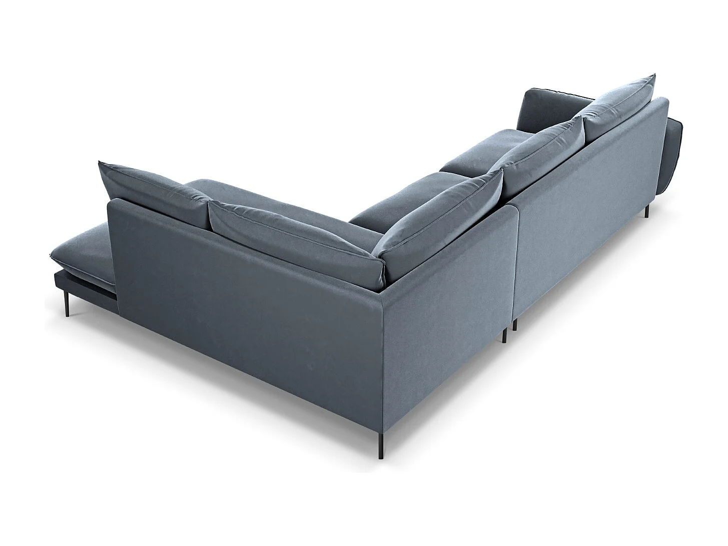 Cosmopolitan Design - Narożnik prawy, "Vienna" 6 miejsc welur, niebieski szary - 275x185x95cm