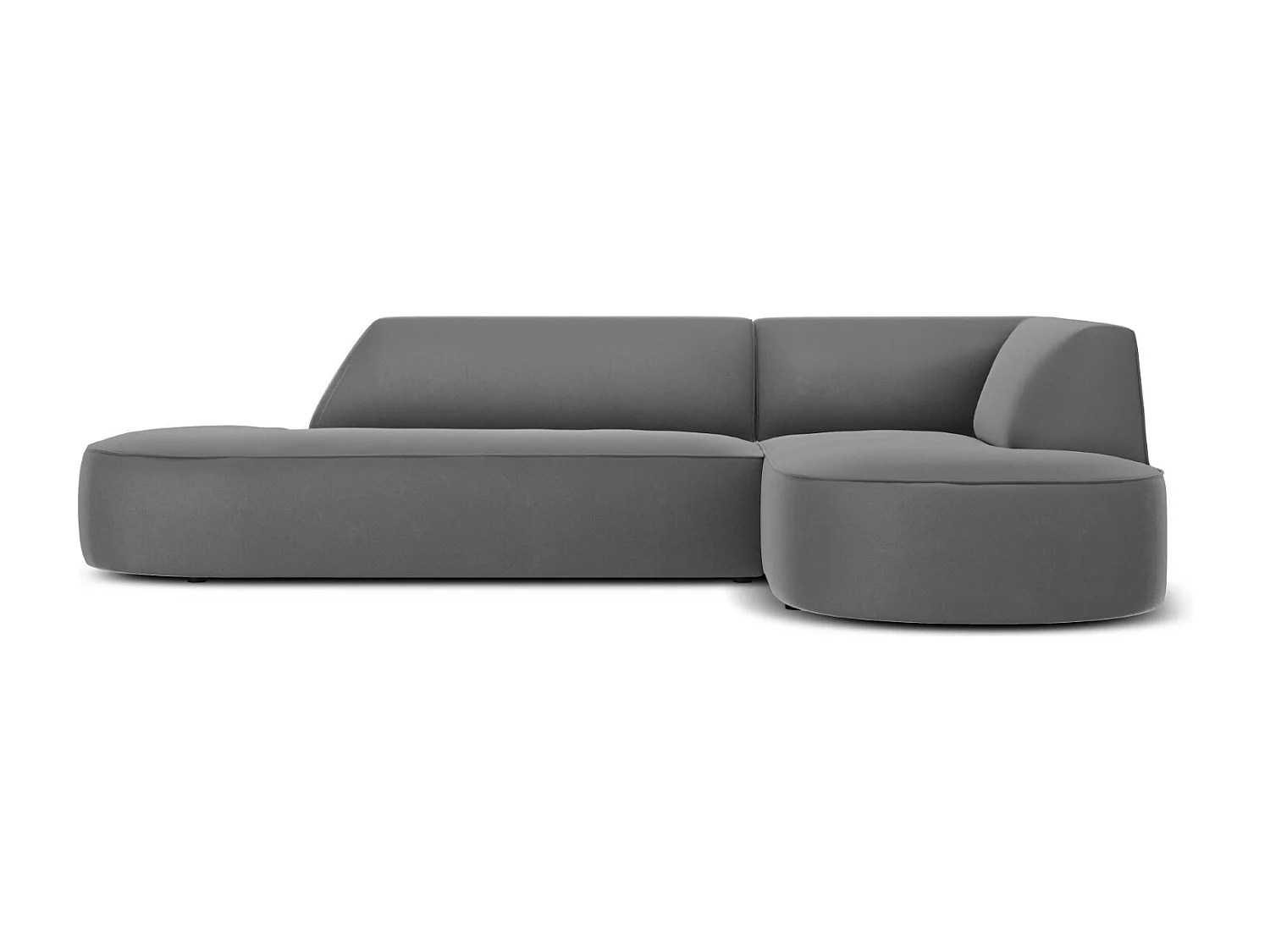 CXL by Christian Lacroix - Canapé d'angle droit "Charles" 4 places en velours gris foncé - 273x180x69cm