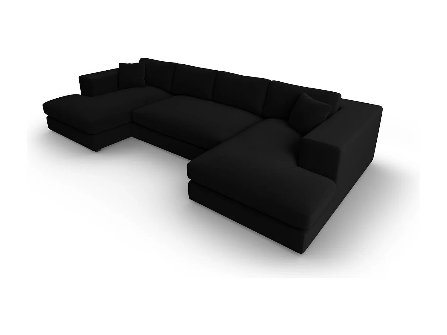 CXL by Christian Lacroix - Canapé panoramique "Tendance" 5 places en velours noir - 344x170x72cm