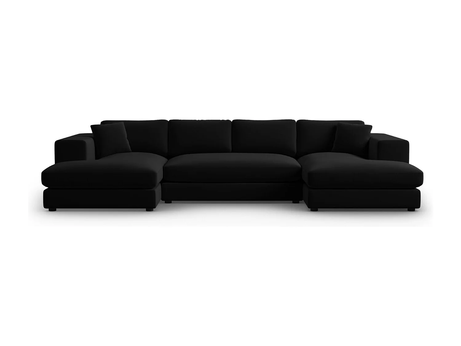 CXL by Christian Lacroix - Sofá panorâmico "Tendance" 5 lugares em veludo preto - 344x170x72cm