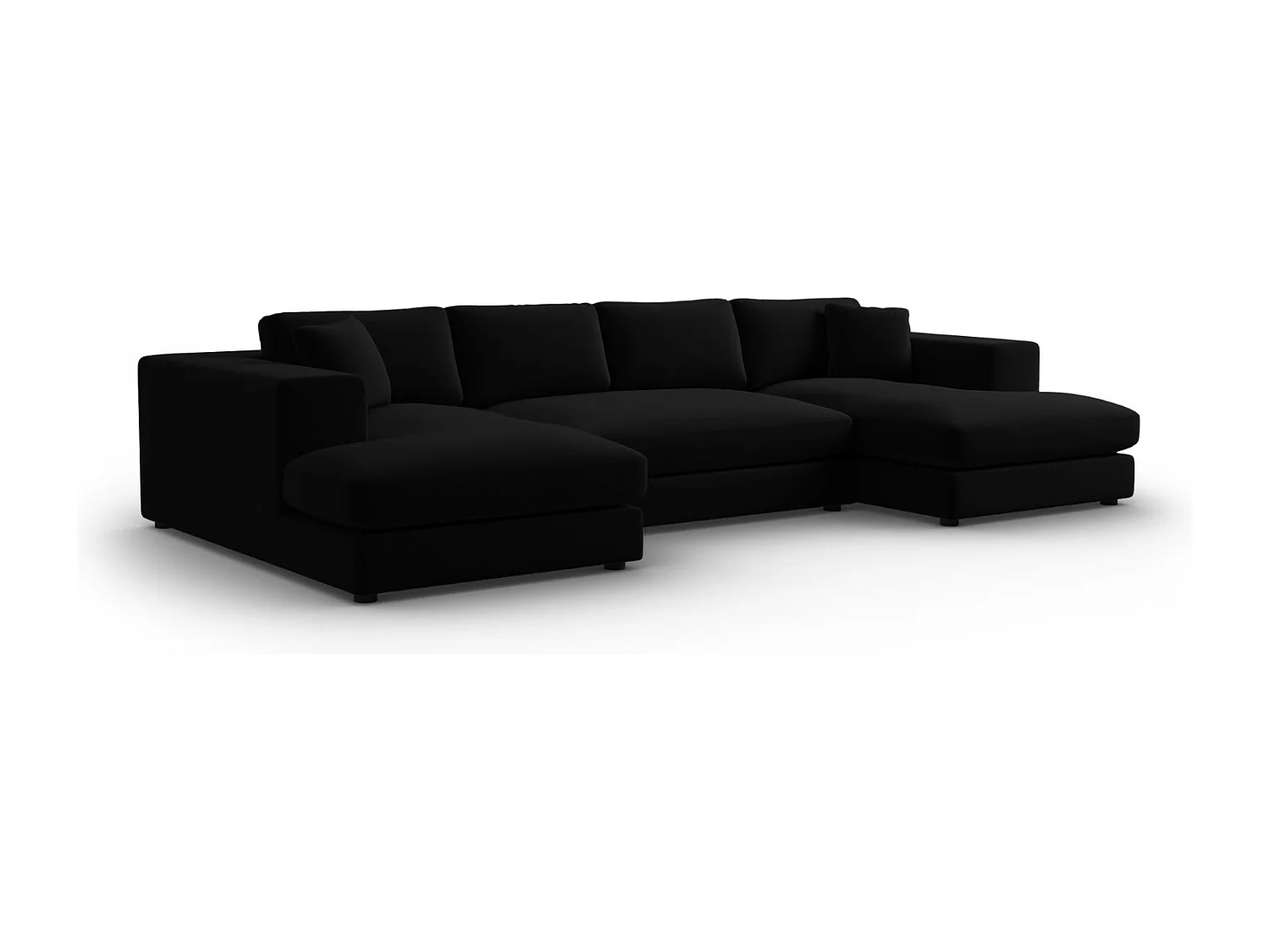 CXL by Christian Lacroix - Sofá panorâmico "Tendance" 5 lugares em veludo preto - 344x170x72cm