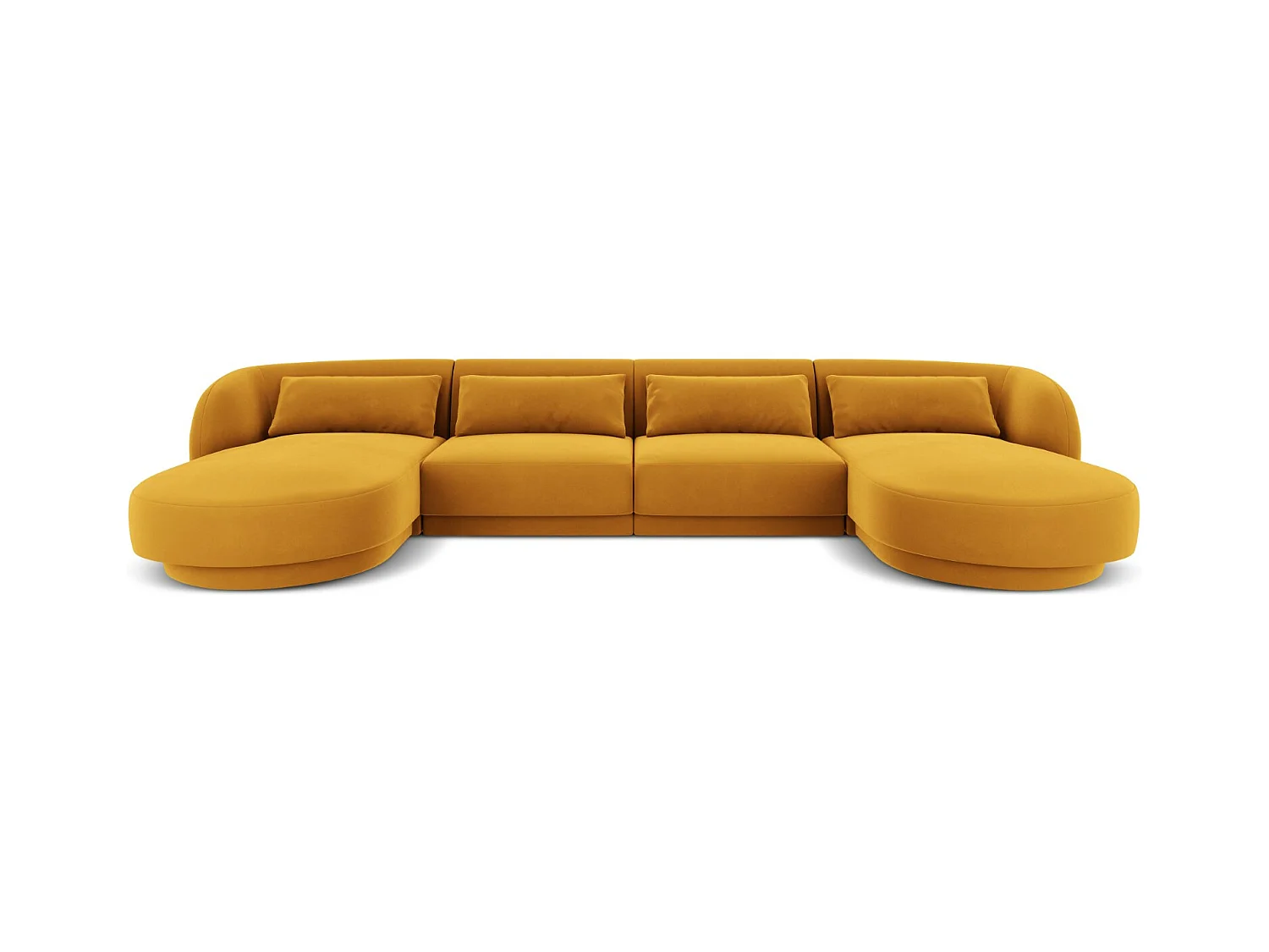 Cosmopolitan Design - Panoramische bank "Tulum" 5 zitplaatsen, Flueel, GEEL - 330x156x70cm