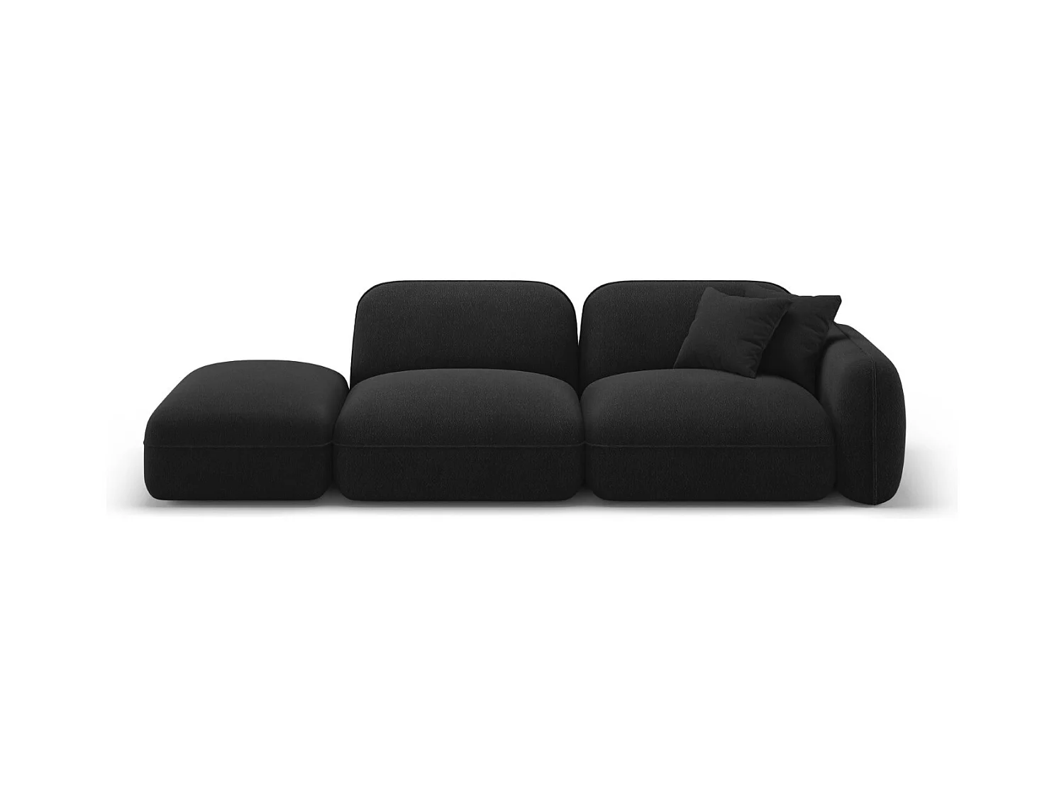 CXL by Christian Lacroix - Linker modulaire bank "Lucien" 3 zitplaatsen, Flueel, Antraciet - 295x90x70cm