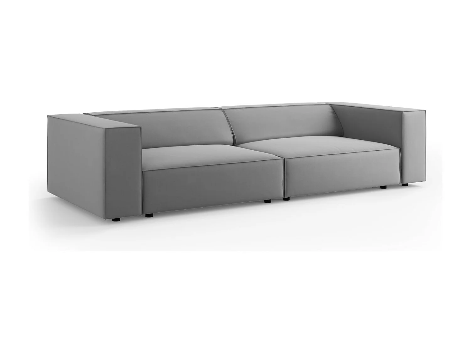 Cosmopolitan Design - Sofá "Arendal" 4 plazas de terciopelo gris claro - 244x102x70cm